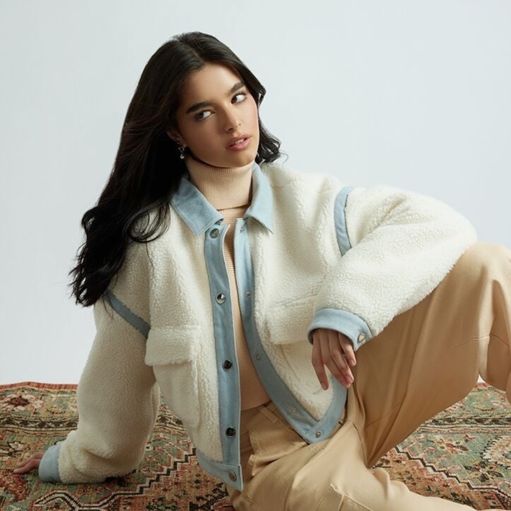 Faux Shearling Button-Up Jacket